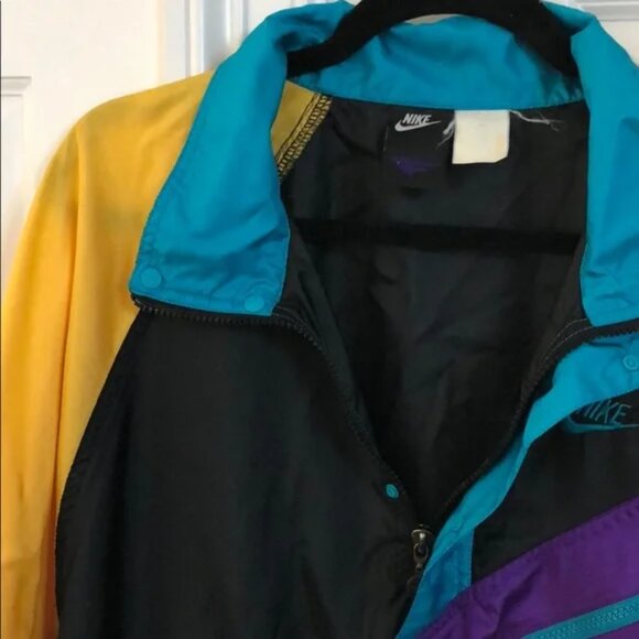 Vintage Nike Flight 90's retro royal color block nylon track jacket windbreaker - Picture 9 of 15